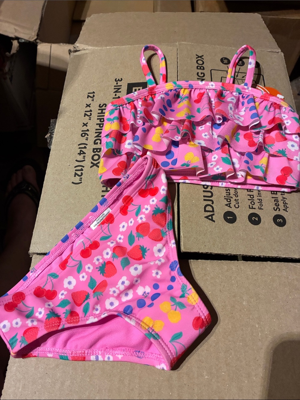 Old Navy Pink Strawberry & Cherry Two-Piece Swim Set